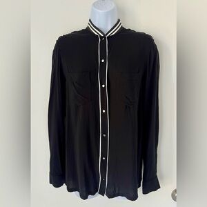 DIESEL Women Black Long Sleeve Button-Up Shirt